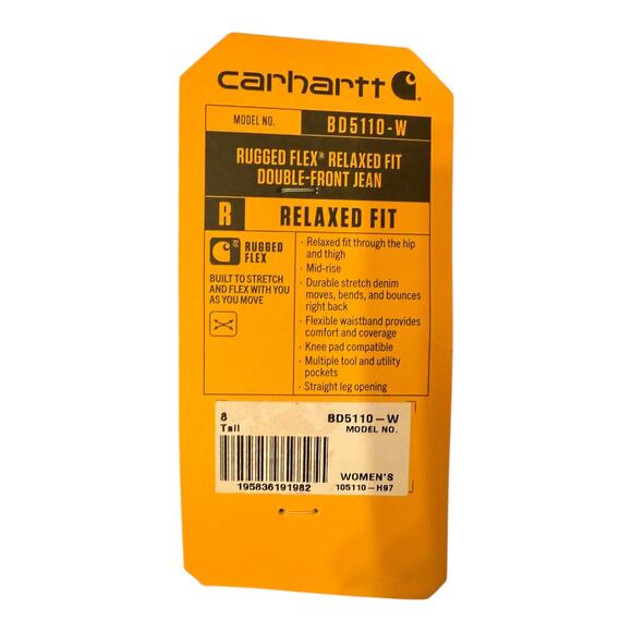 Carhartt Women’s Rugged Flex Relaxed Fit Double Front Jeans BD5110-W Size 8 Tall - Picture 9 of 9